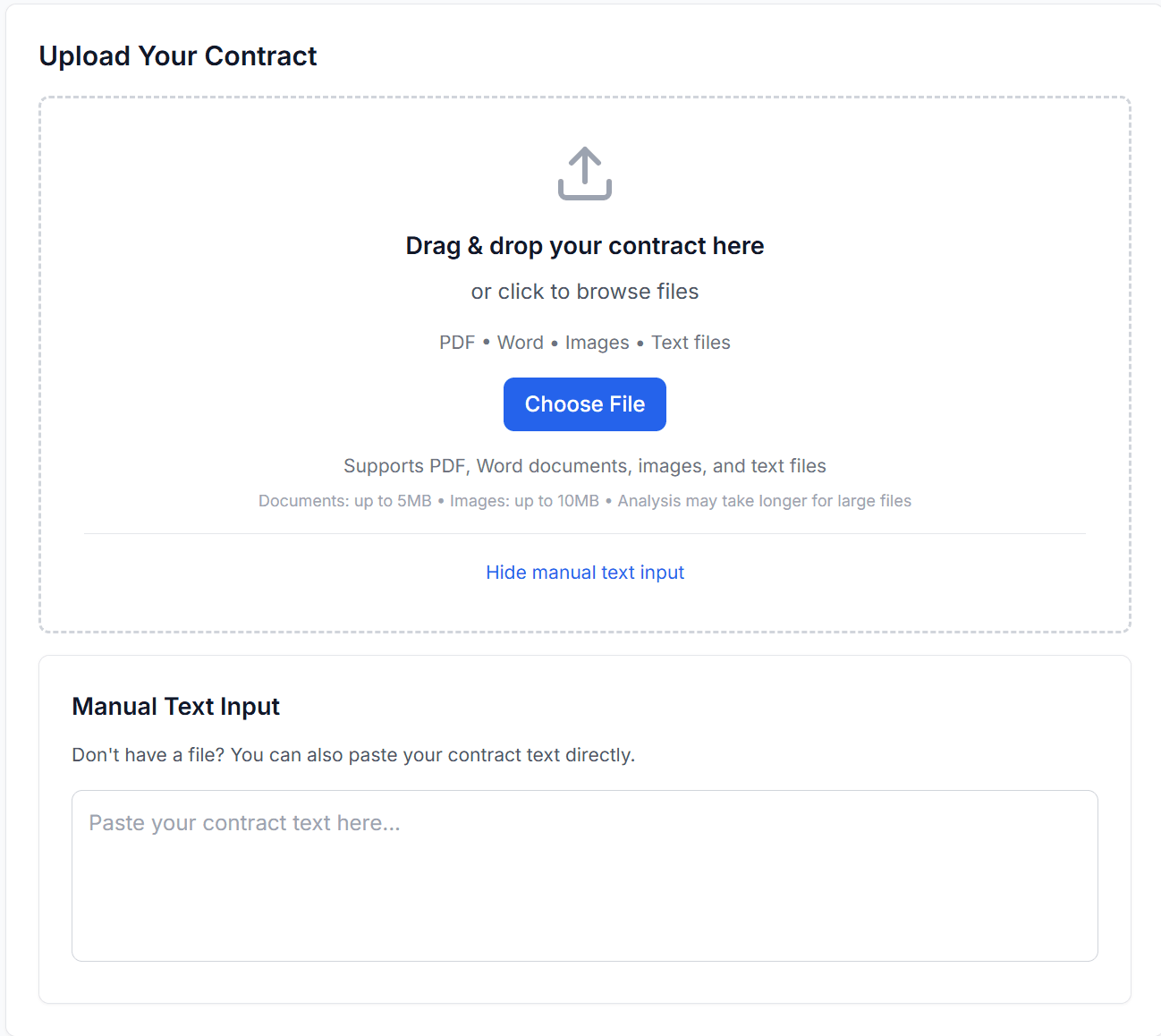 Manual text input option
