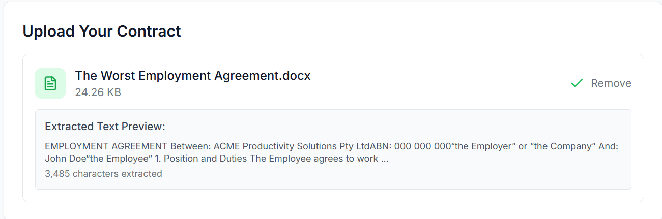 Text extraction preview