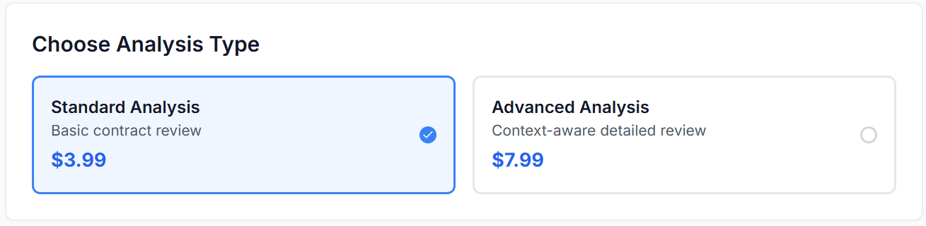 Standard analysis selection