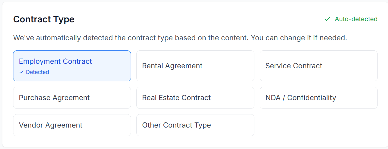 Contract type detection